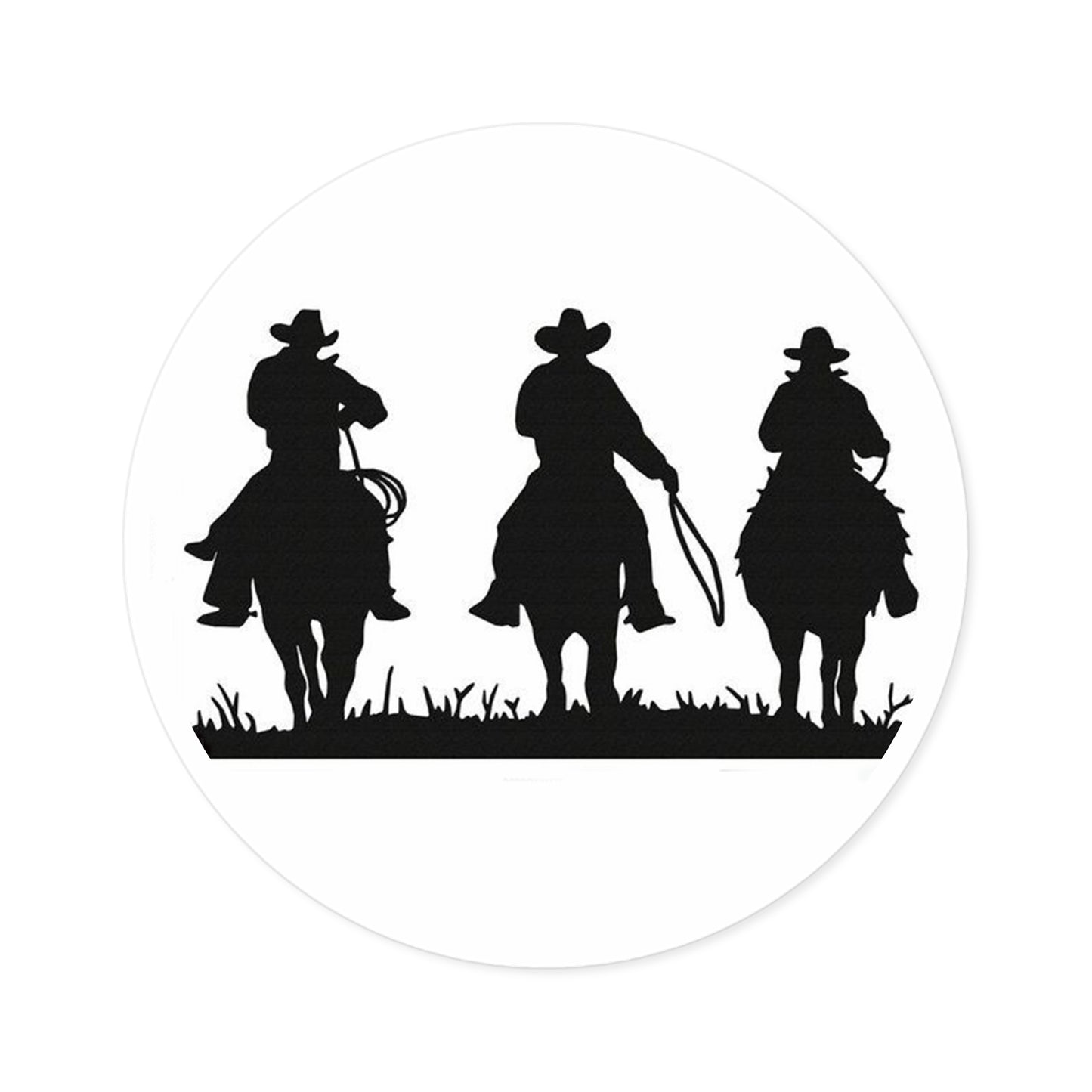 3 Cowboys/Round Stickers - Indoor\Outdoor