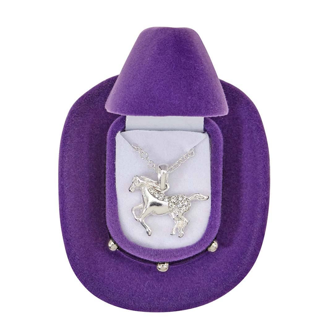 AWST Int'l Horseshoes Necklace w/Colorful Cowboy Hat Box