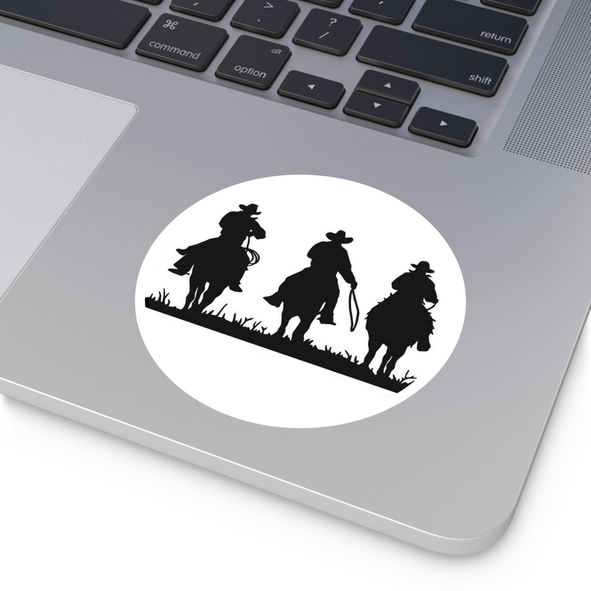 3 Cowboys/Round Stickers - Indoor\Outdoor - doublecranchllc