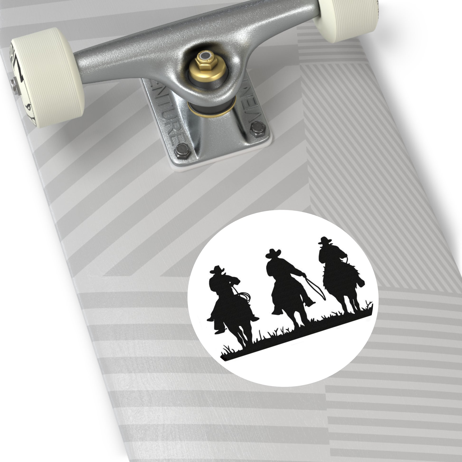 3 Cowboys/Round Stickers - Indoor\Outdoor - doublecranchllc