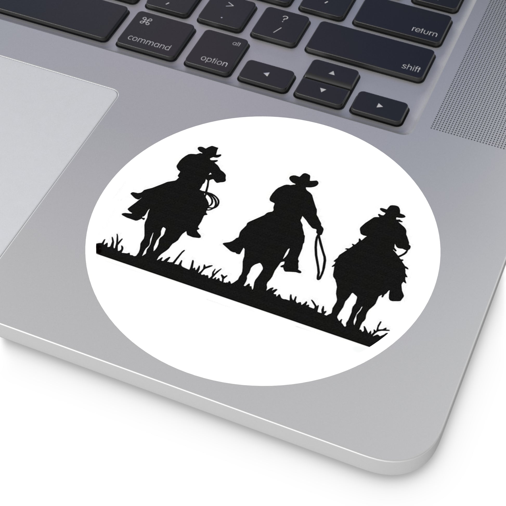 3 Cowboys/Round Stickers - Indoor\Outdoor - doublecranchllc