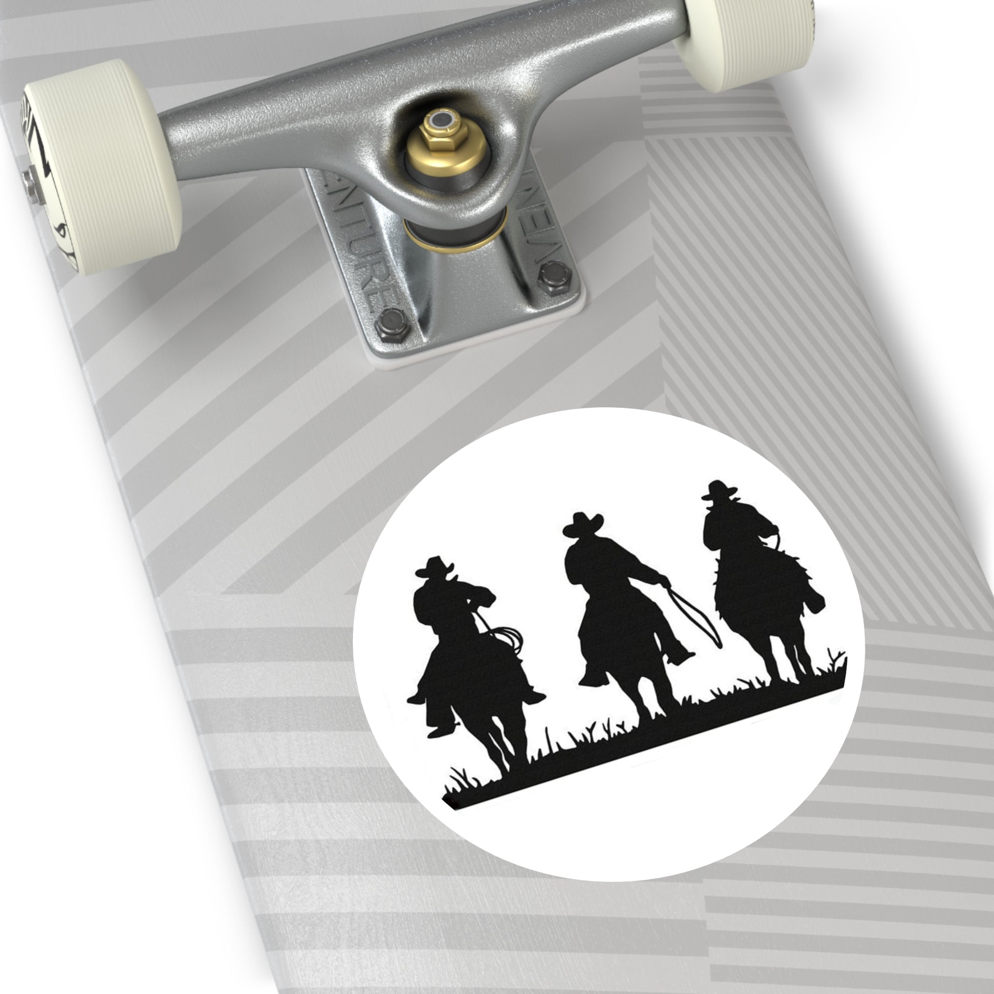 3 Cowboys/Round Stickers - Indoor\Outdoor - doublecranchllc