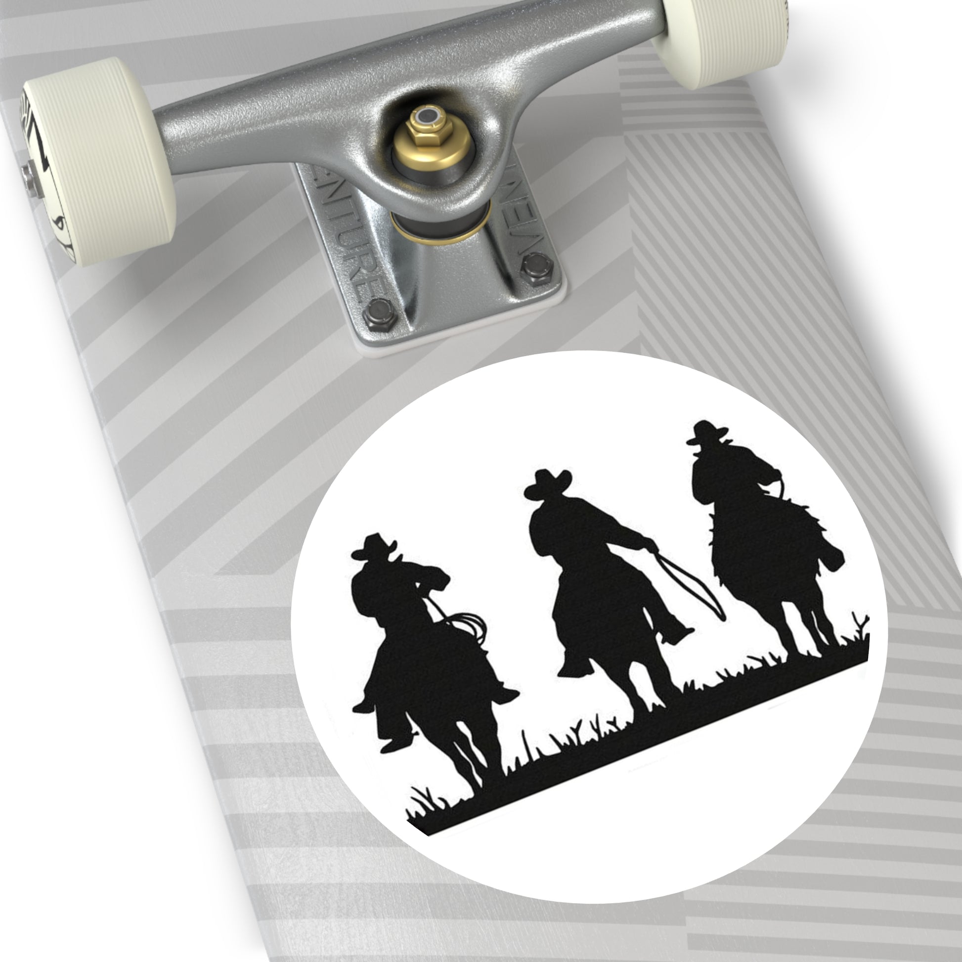3 Cowboys/Round Stickers - Indoor\Outdoor - doublecranchllc