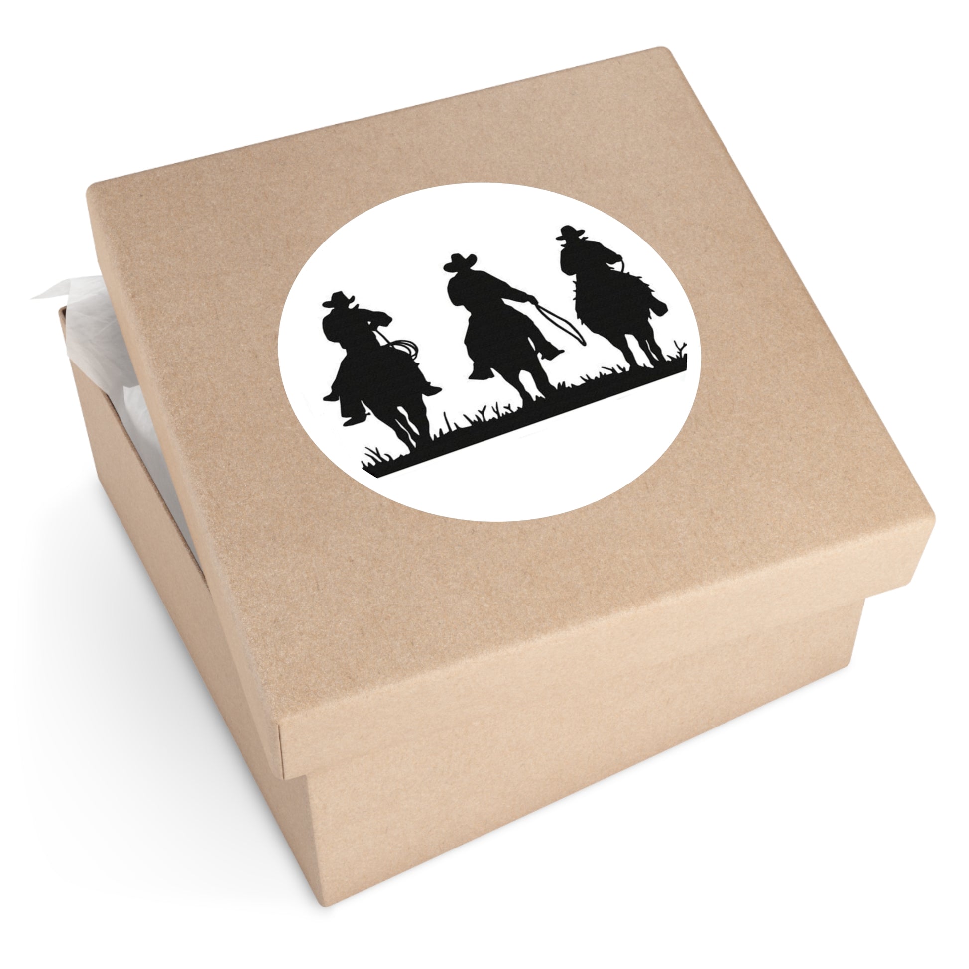 3 Cowboys/Round Stickers - Indoor\Outdoor - doublecranchllc