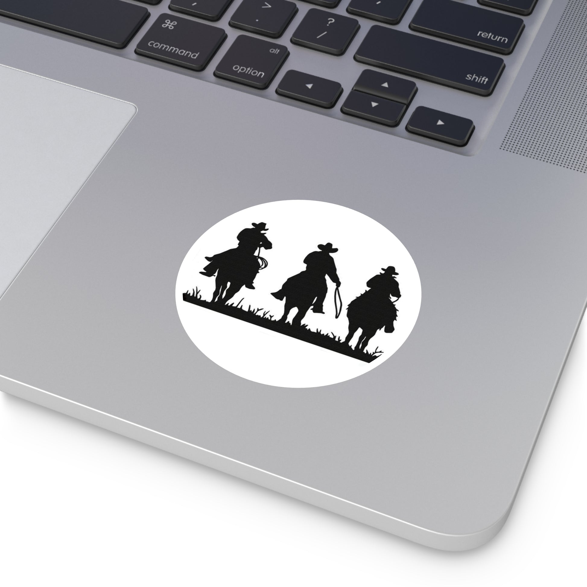 3 Cowboys/Round Stickers - Indoor\Outdoor - doublecranchllc