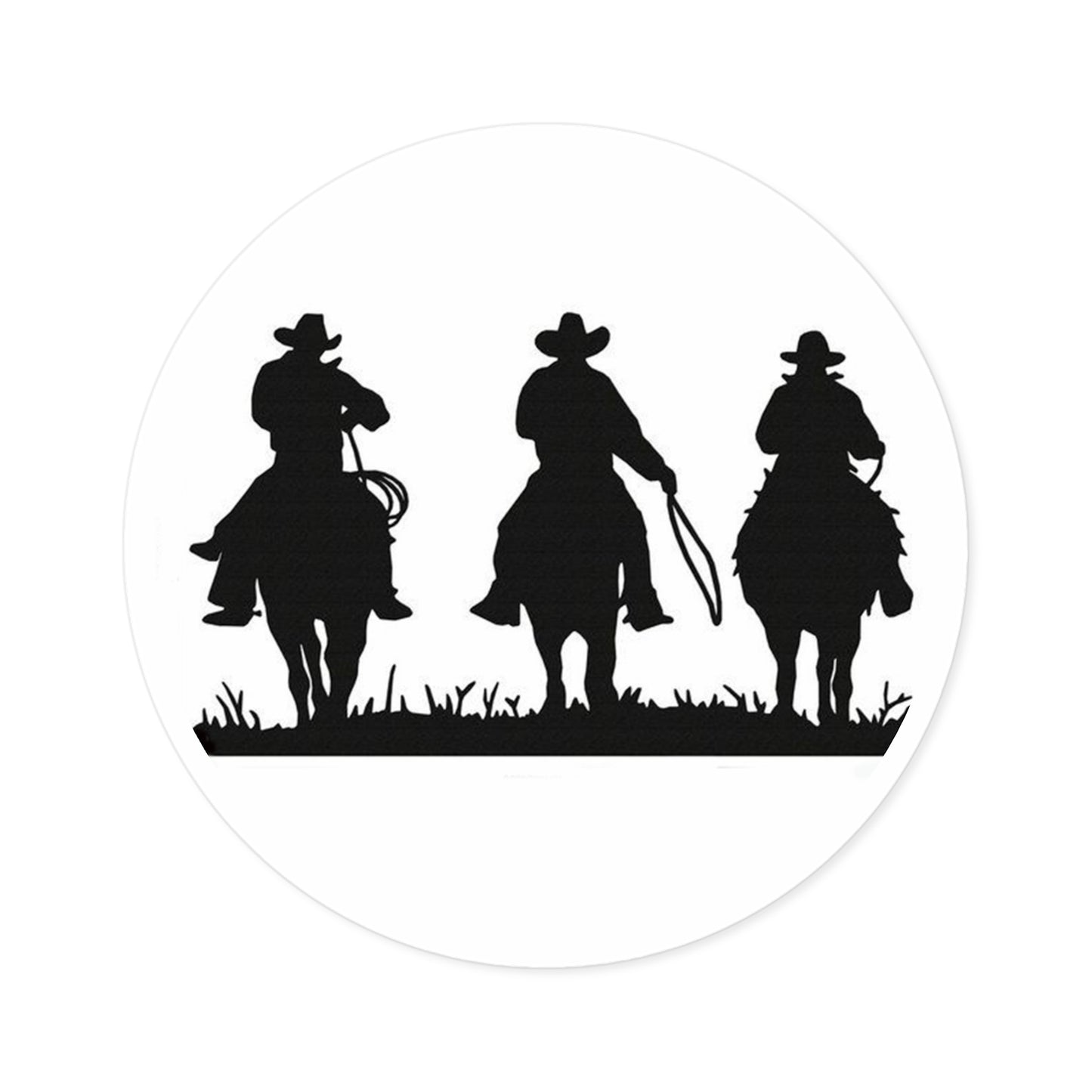 3 Cowboys/Round Stickers - Indoor\Outdoor