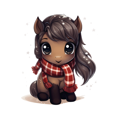 Winter Pony Glitter Sticker 1.7" × 2"