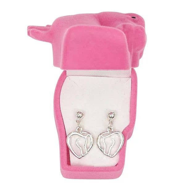 AWST Int'l Horse Head Heart Earrings w/Horse Head Gift Box