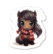 Winter Pony Glitter Sticker 1.7" × 2"