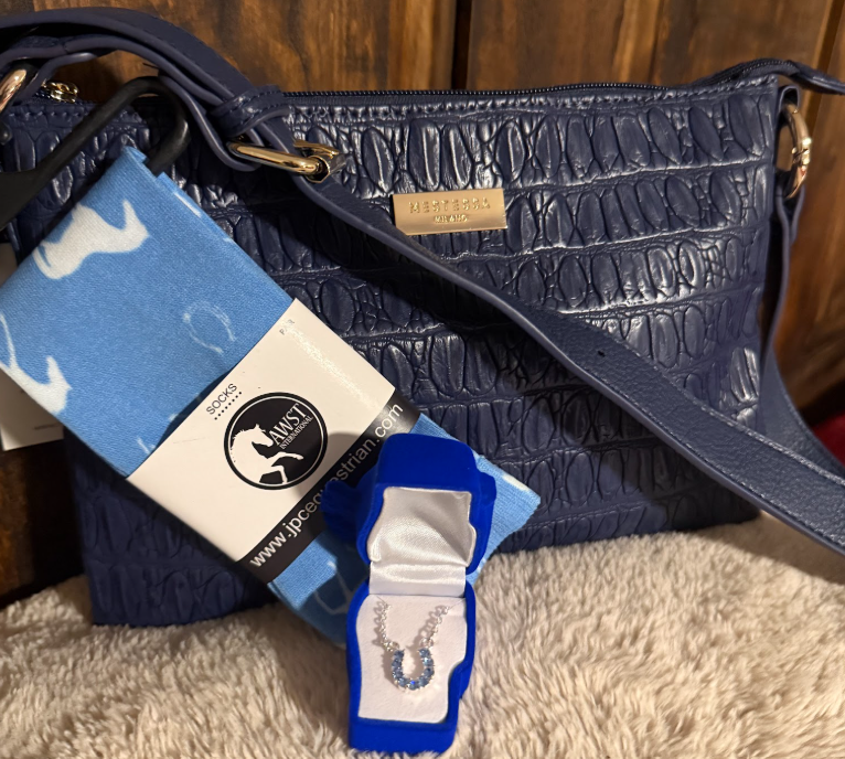 Blue Horse Lover Gift Bundle — Bag, Necklace, Sticker & Socks