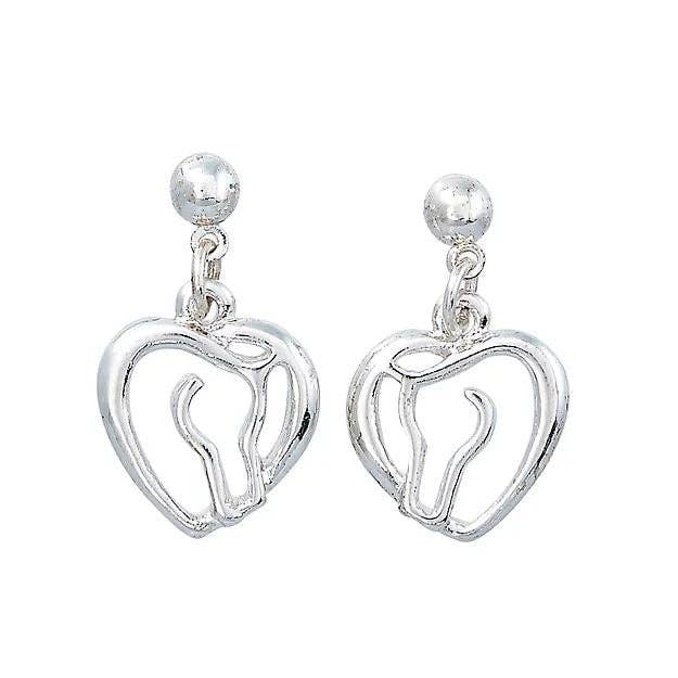 AWST Int'l Horse Head Heart Earrings w/Horse Head Gift Box