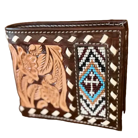 The Beaded Cross Leather Men's Wallet