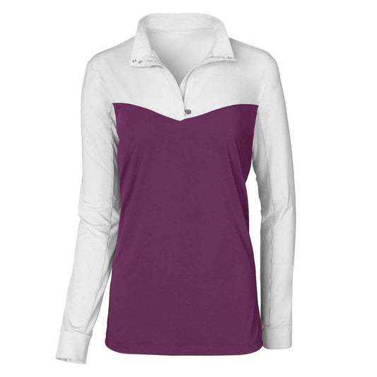 Dapplebay Lady 1/4 Zip Show Top-White/Plum