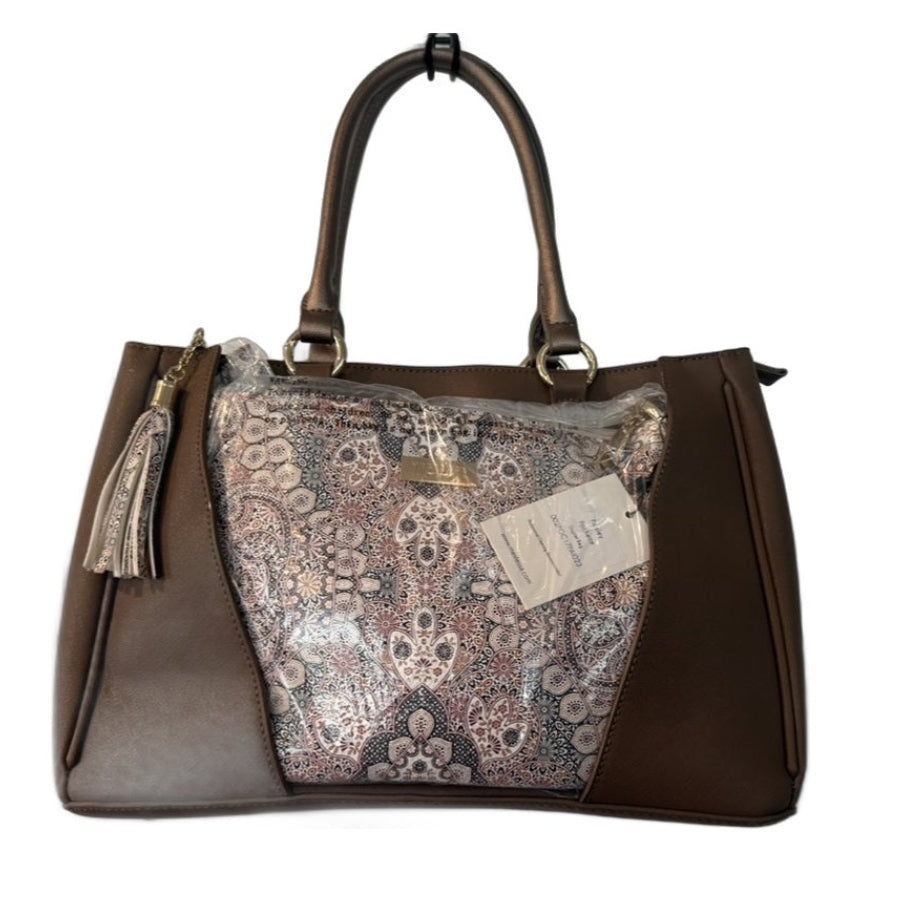 Mestessa Milano Satchel — Brown with Paisley Panel