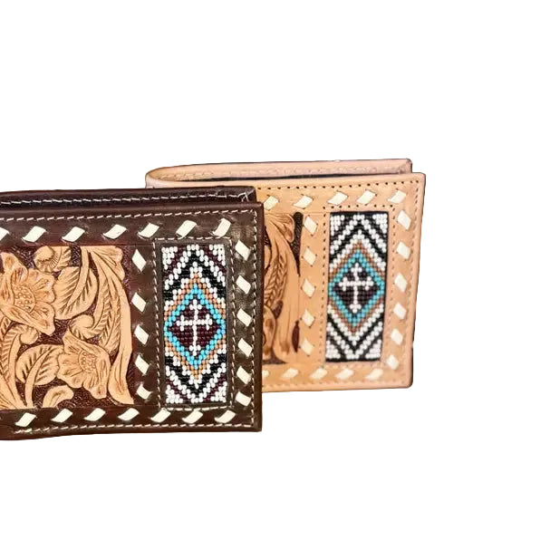 The Beaded Cross Leather Men's Wallet