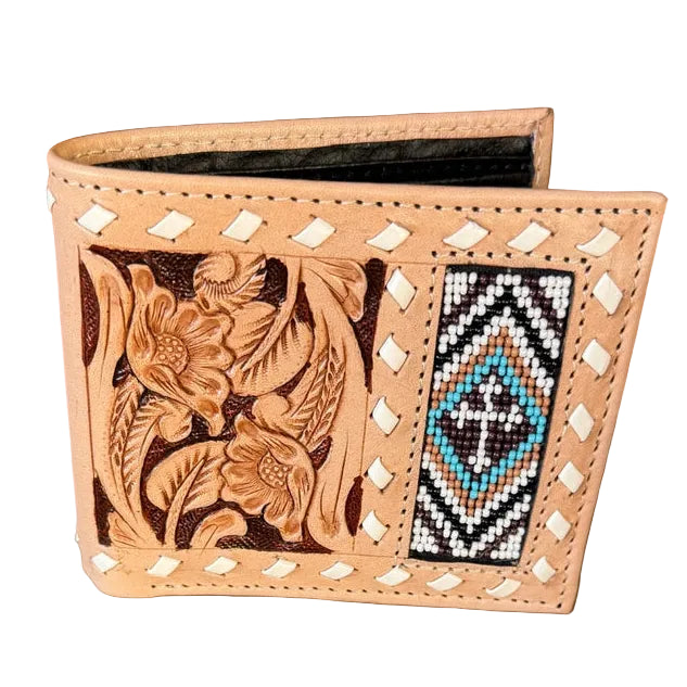 The Beaded Cross Leather Men's Wallet