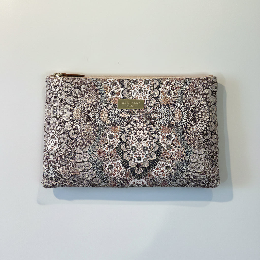 Mestessa Milano Satchel 2 in 1— Brown with Paisley Panel