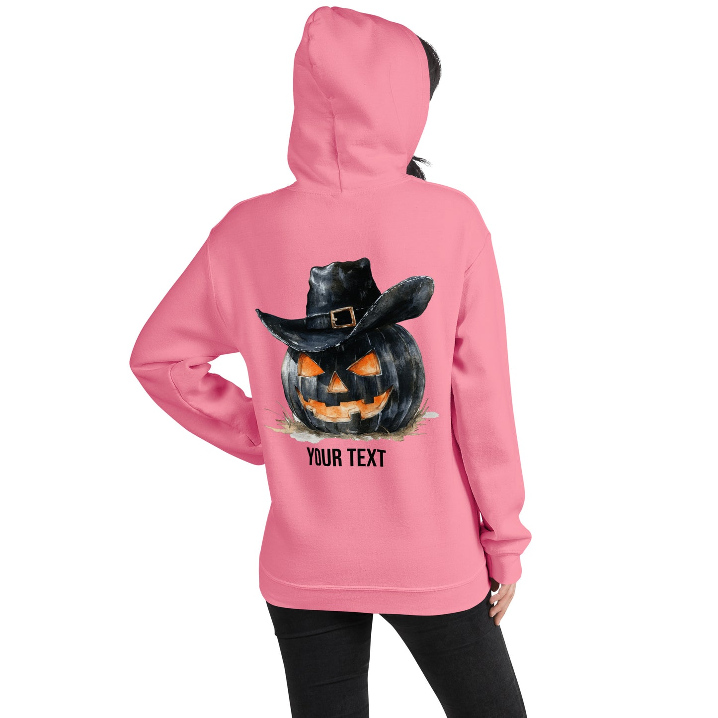 Customizable Western Halloween Hoodie | Embroidered Ghost Cowboy & Printed Pumpkin Cowboy
