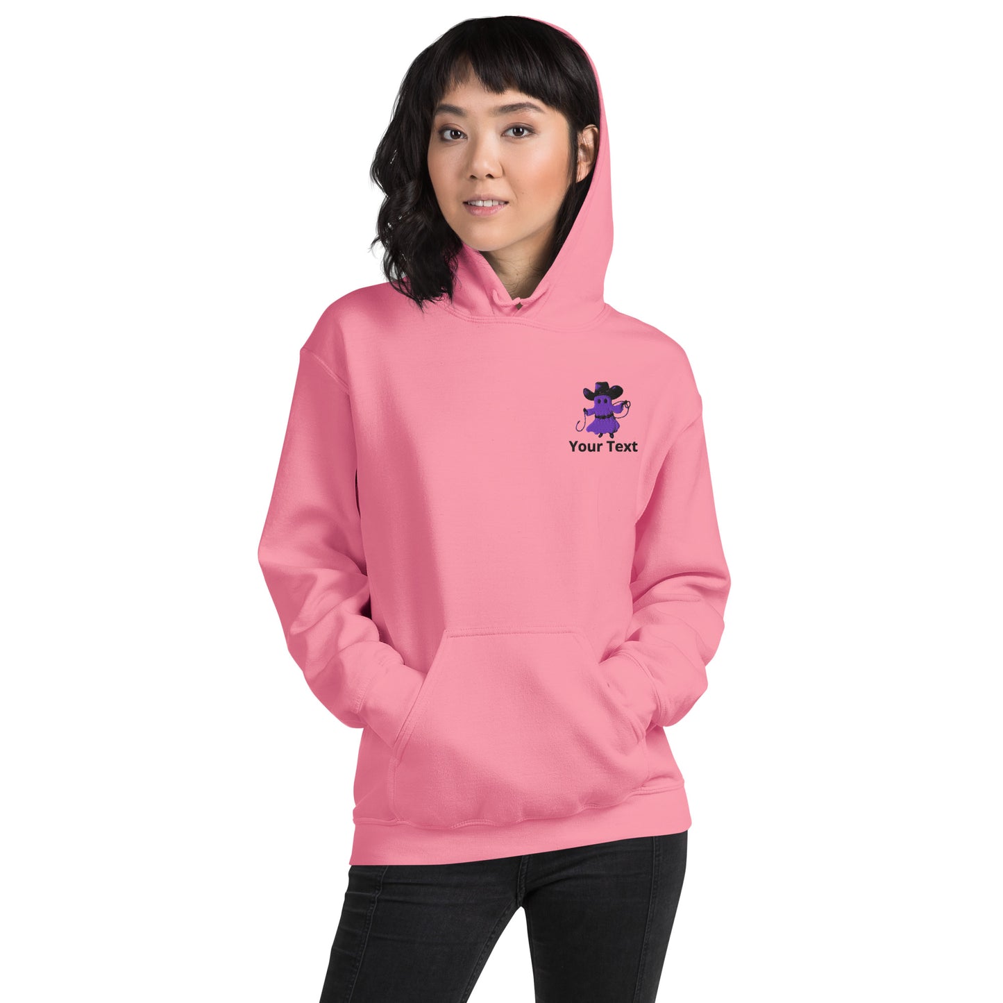 Customizable Western Halloween Hoodie | Embroidered Ghost Cowboy & Printed Pumpkin Cowboy