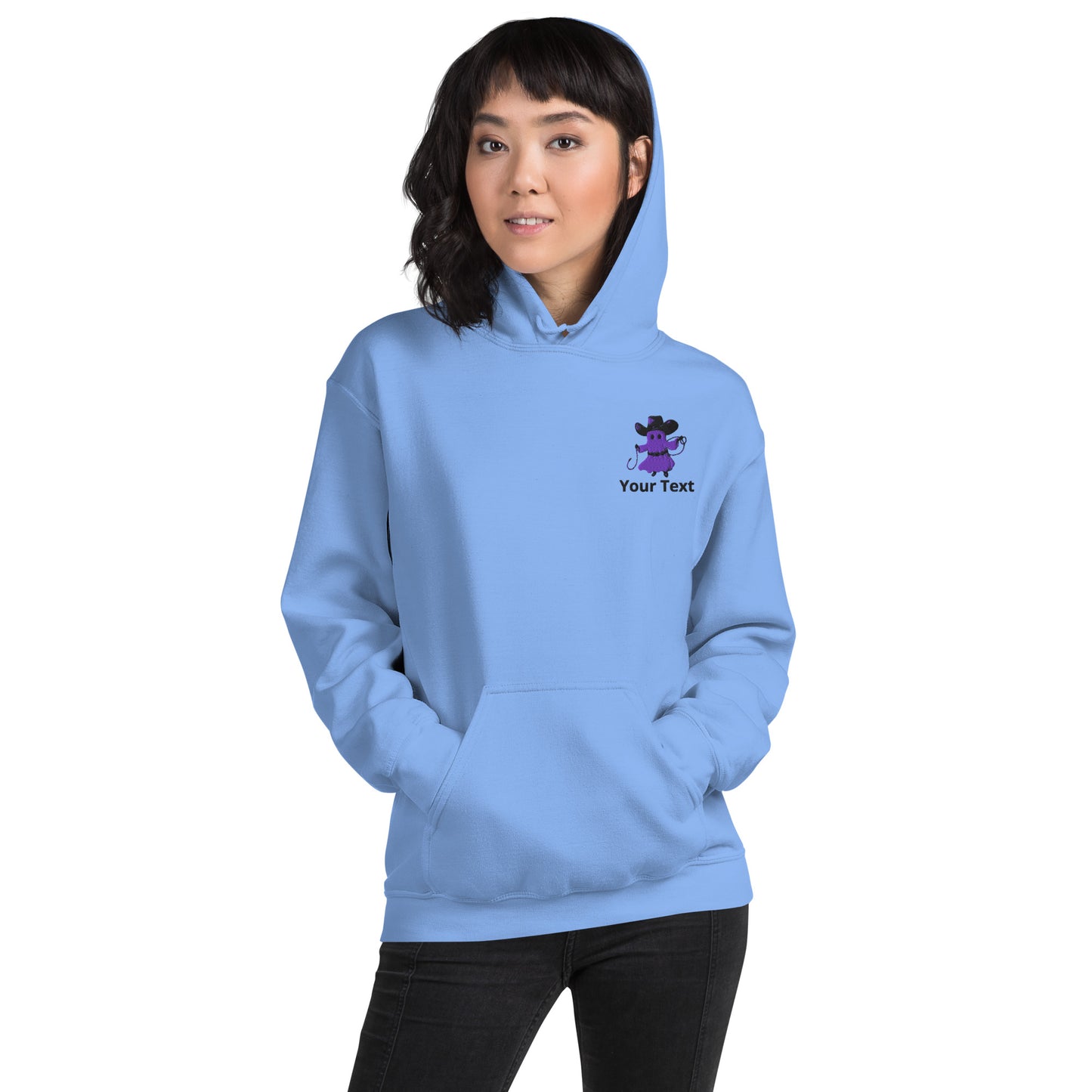 Customizable Western Halloween Hoodie | Embroidered Ghost Cowboy & Printed Pumpkin Cowboy