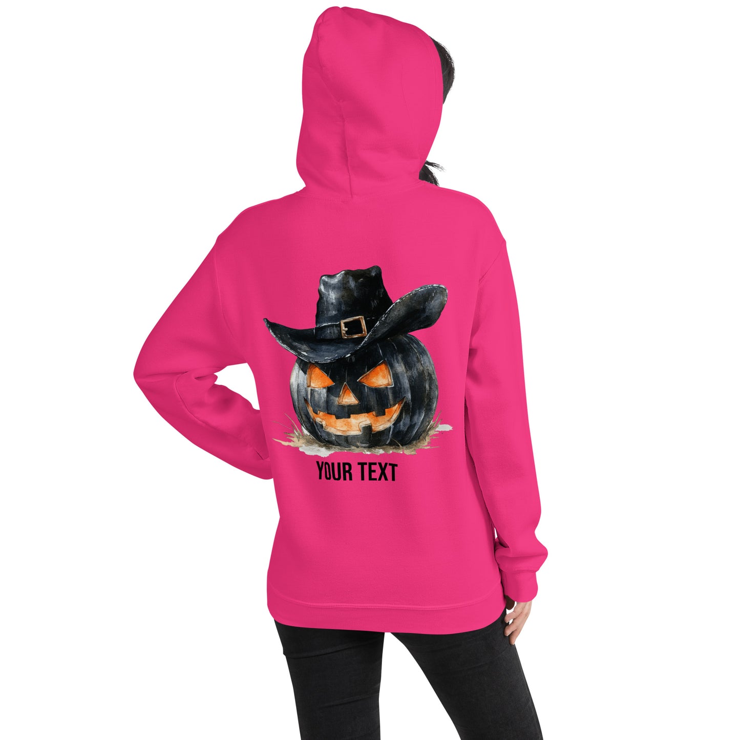 Customizable Western Halloween Hoodie | Embroidered Ghost Cowboy & Printed Pumpkin Cowboy