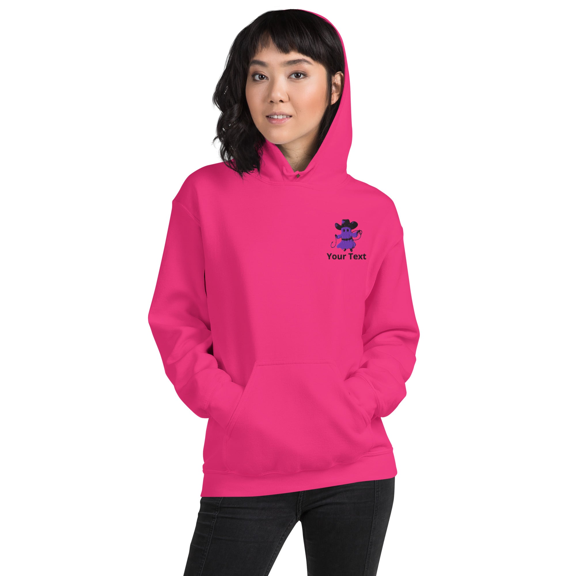 Customizable Western Halloween Hoodie | Embroidered Ghost Cowboy & Printed Pumpkin Cowboy
