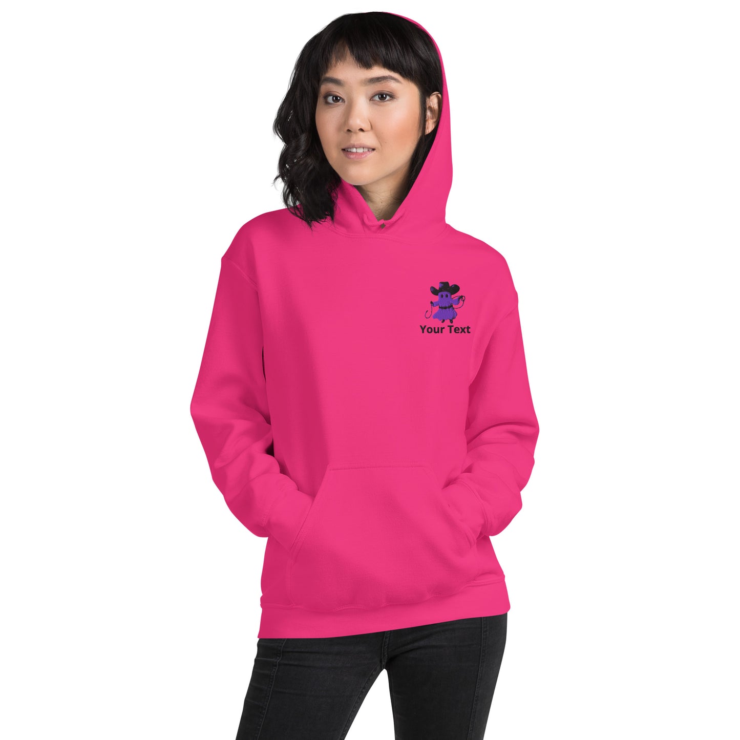 Customizable Western Halloween Hoodie | Embroidered Ghost Cowboy & Printed Pumpkin Cowboy