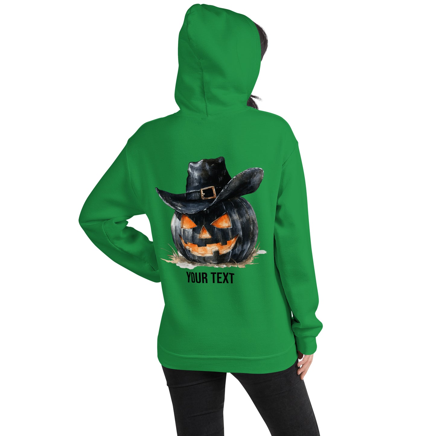 Customizable Western Halloween Hoodie | Embroidered Ghost Cowboy & Printed Pumpkin Cowboy