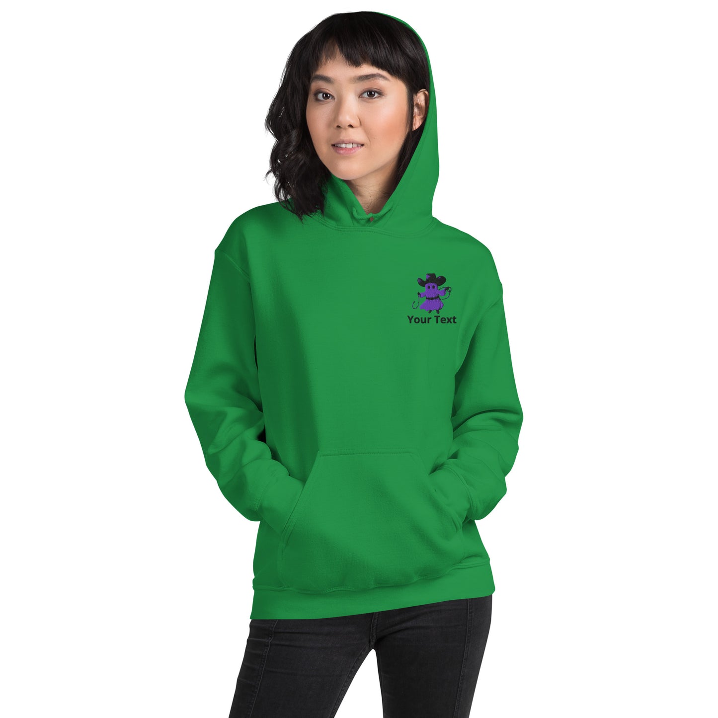 Customizable Western Halloween Hoodie | Embroidered Ghost Cowboy & Printed Pumpkin Cowboy