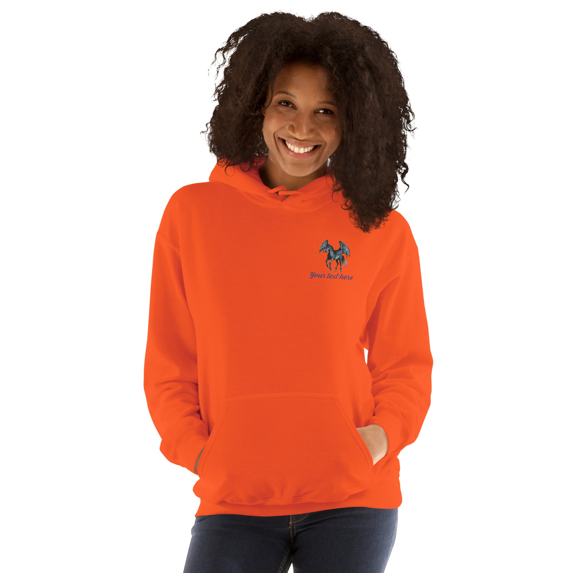Customizable Western Spooky Hoodie | Embroidered Front & Day of the Dead Cowgirl Back Design - view 41