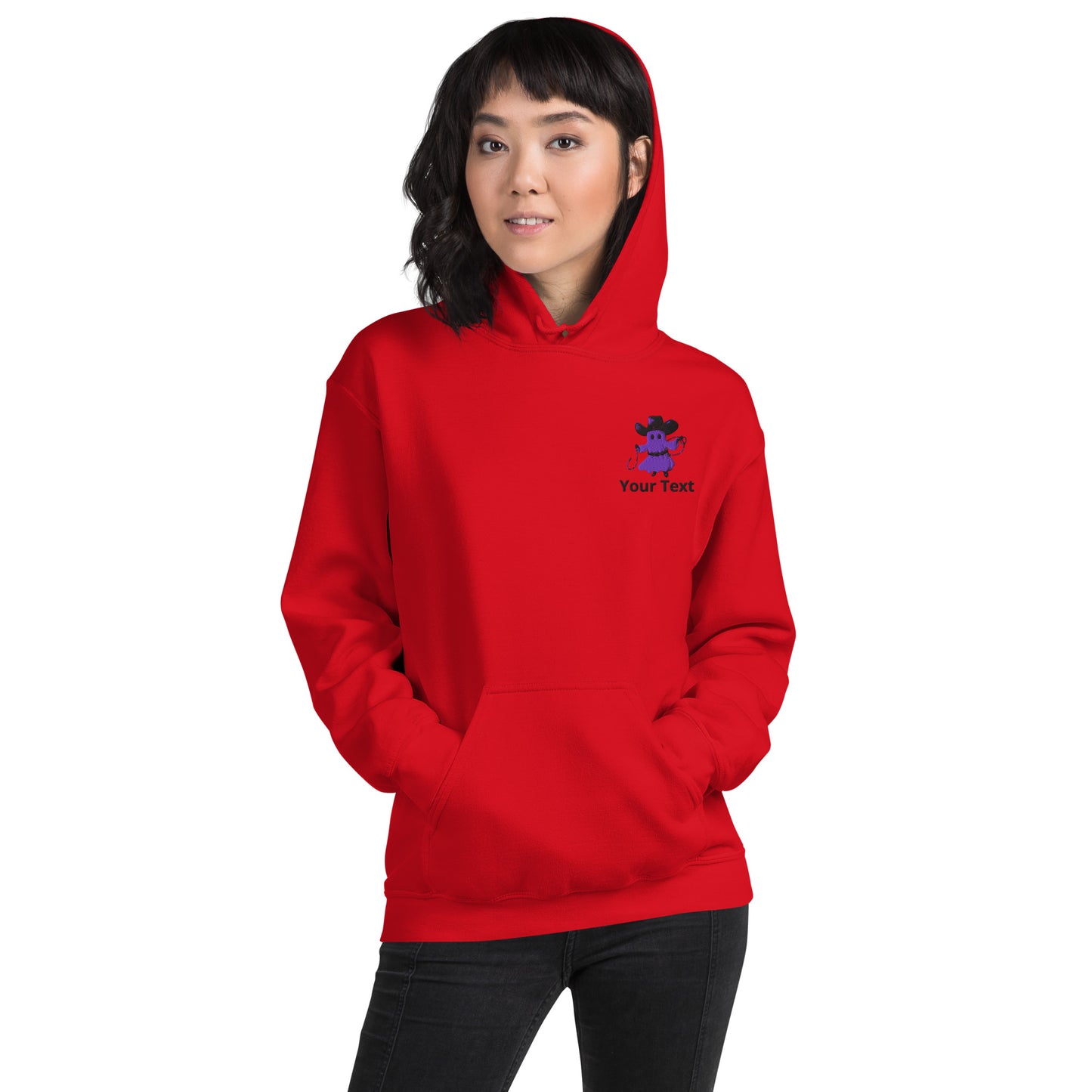 Customizable Western Halloween Hoodie | Embroidered Ghost Cowboy & Printed Pumpkin Cowboy