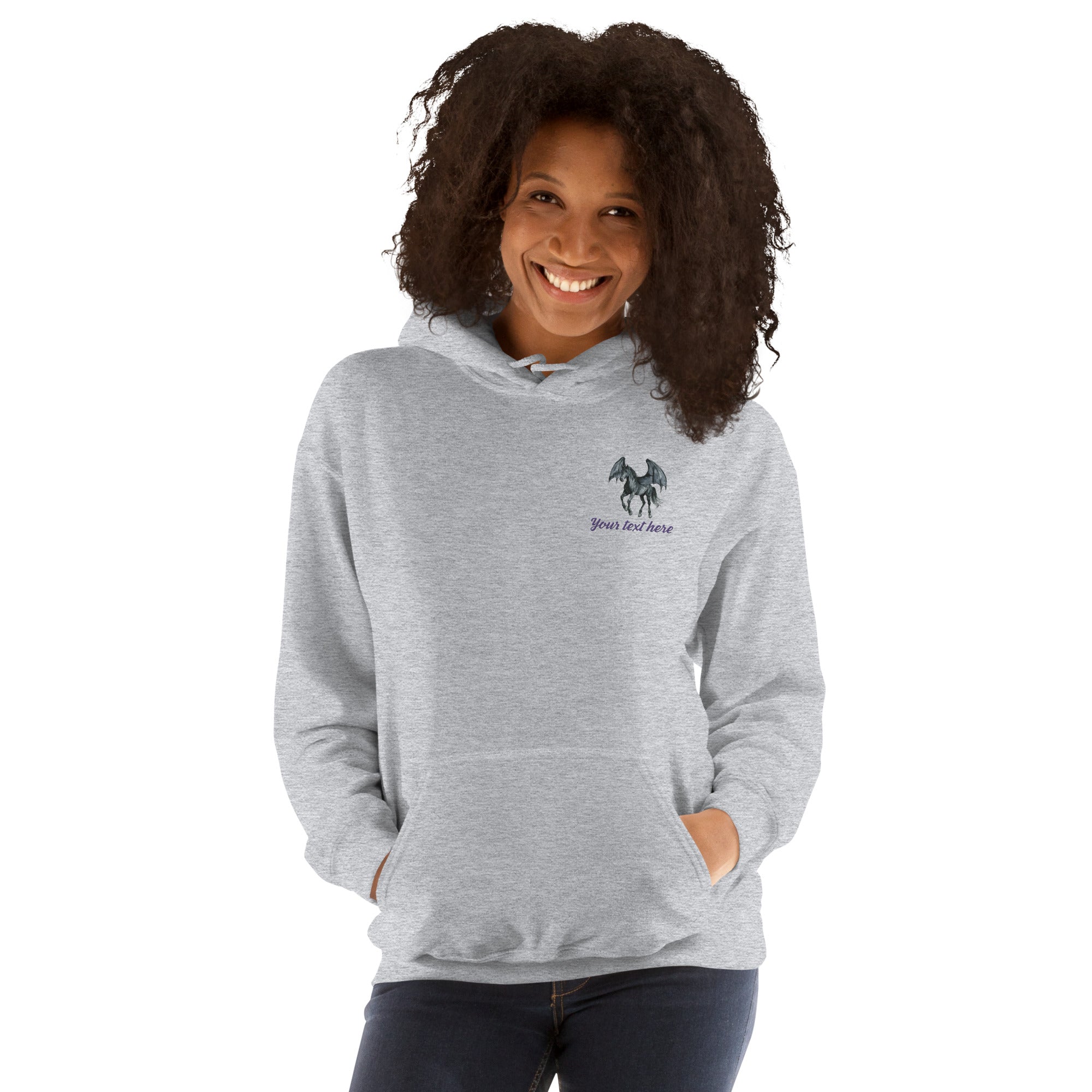 Customizable Western Spooky Hoodie | Embroidered Front & Day of the Dead Cowgirl Back Design - view 47