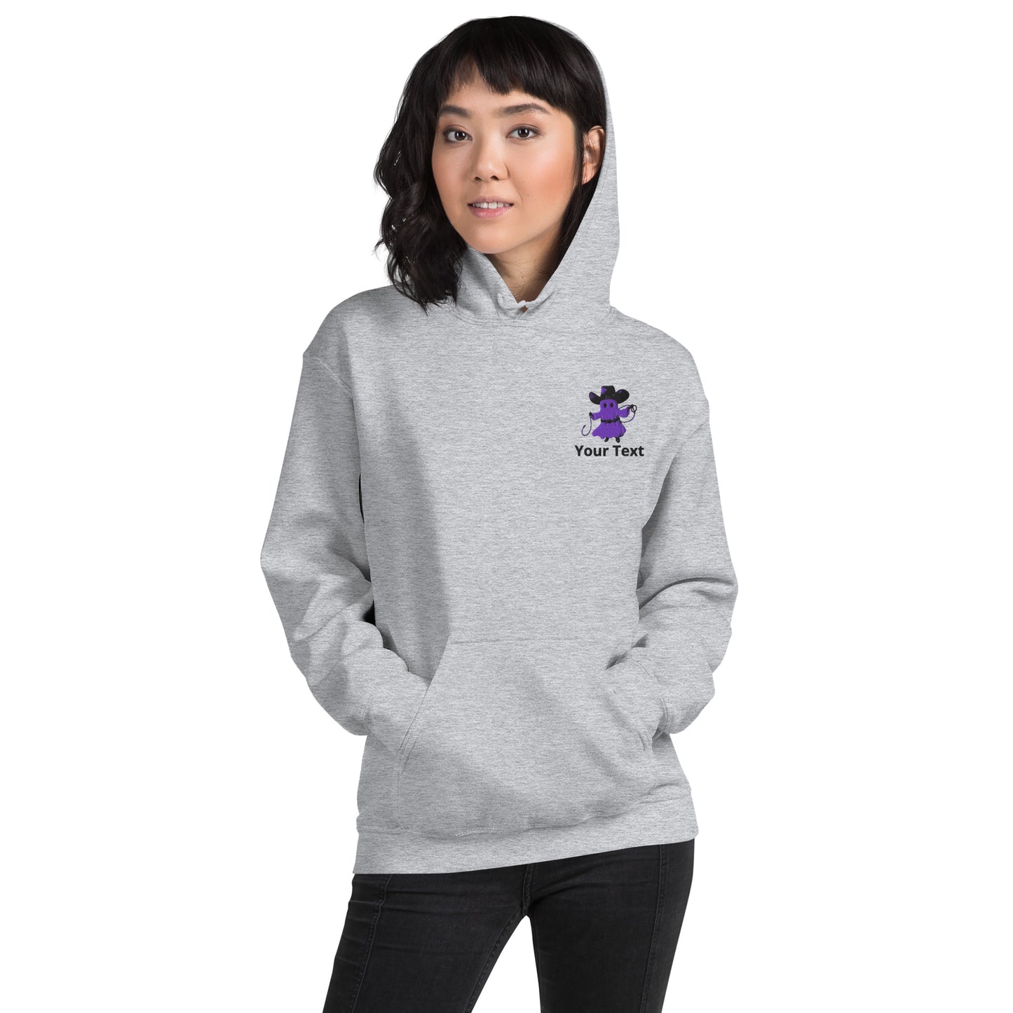 Customizable Western Halloween Hoodie | Embroidered Ghost Cowboy & Printed Pumpkin Cowboy